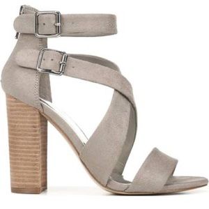 Grey Suede Strapped Heels, size 7